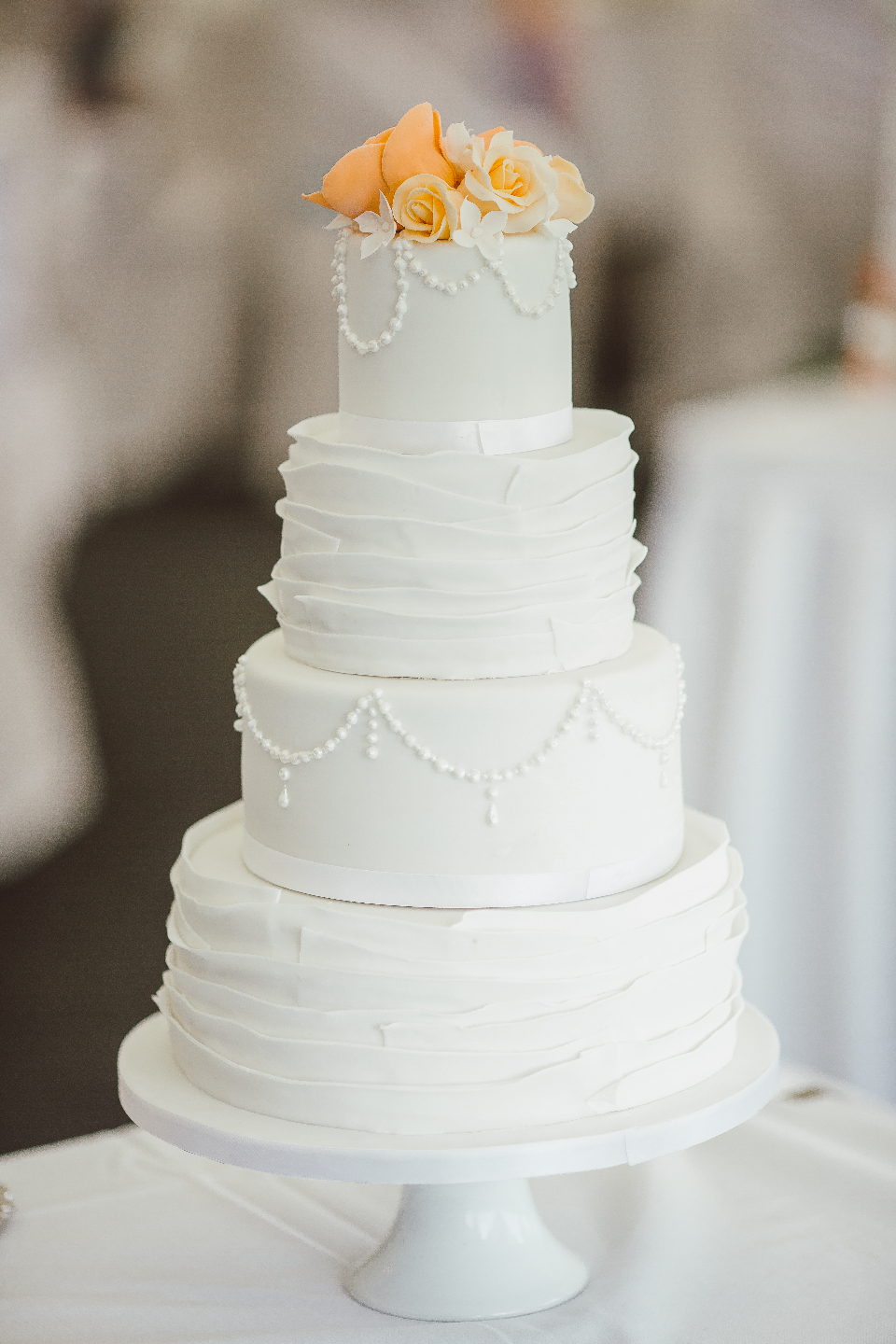 Celebration cake on display before cutting